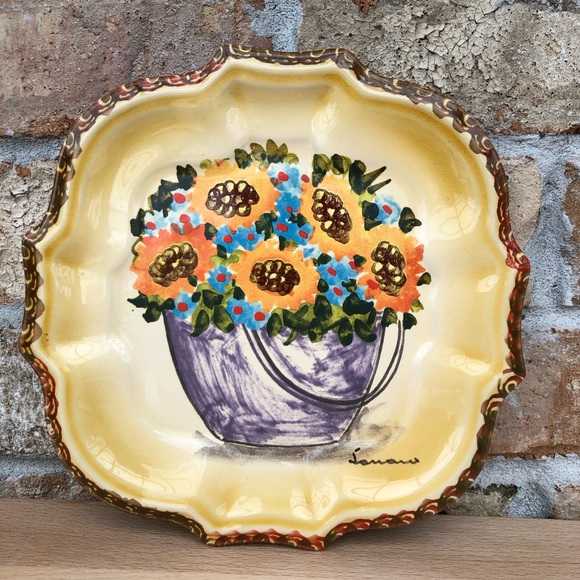 Vintage Italica Ars Italy Pottery Signed Lazzaro Serving Plate/ Vanity Accents - Picture 10 of 12